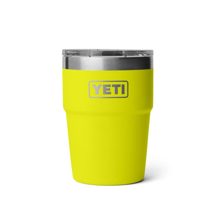 21071504707 TERMO RAMBLER 16oz STACKABLE CUP TAPA MAGNETICA FIREFLY YELLOW MARCA YETI