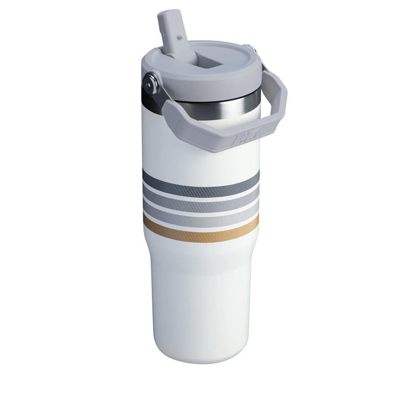 90468PT TERMO ICEFLOW FLIP STRAW VARSITY 30oz CREAM ASH STRIPE MARCA STANLEY