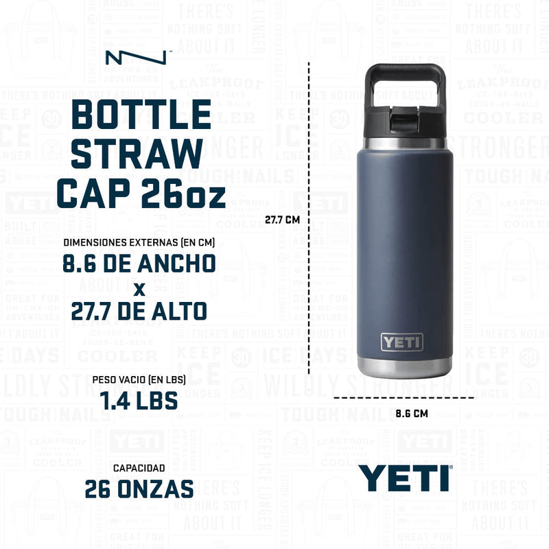 21071504108 TERMO RAMBLER 26oz STRAW BOTTLE BLANCO MARCA YETI