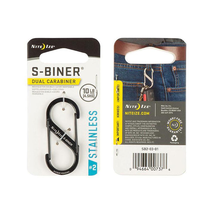 S-BINER DUAL CARABINER #2 NEGRO MARCA NITE IZE